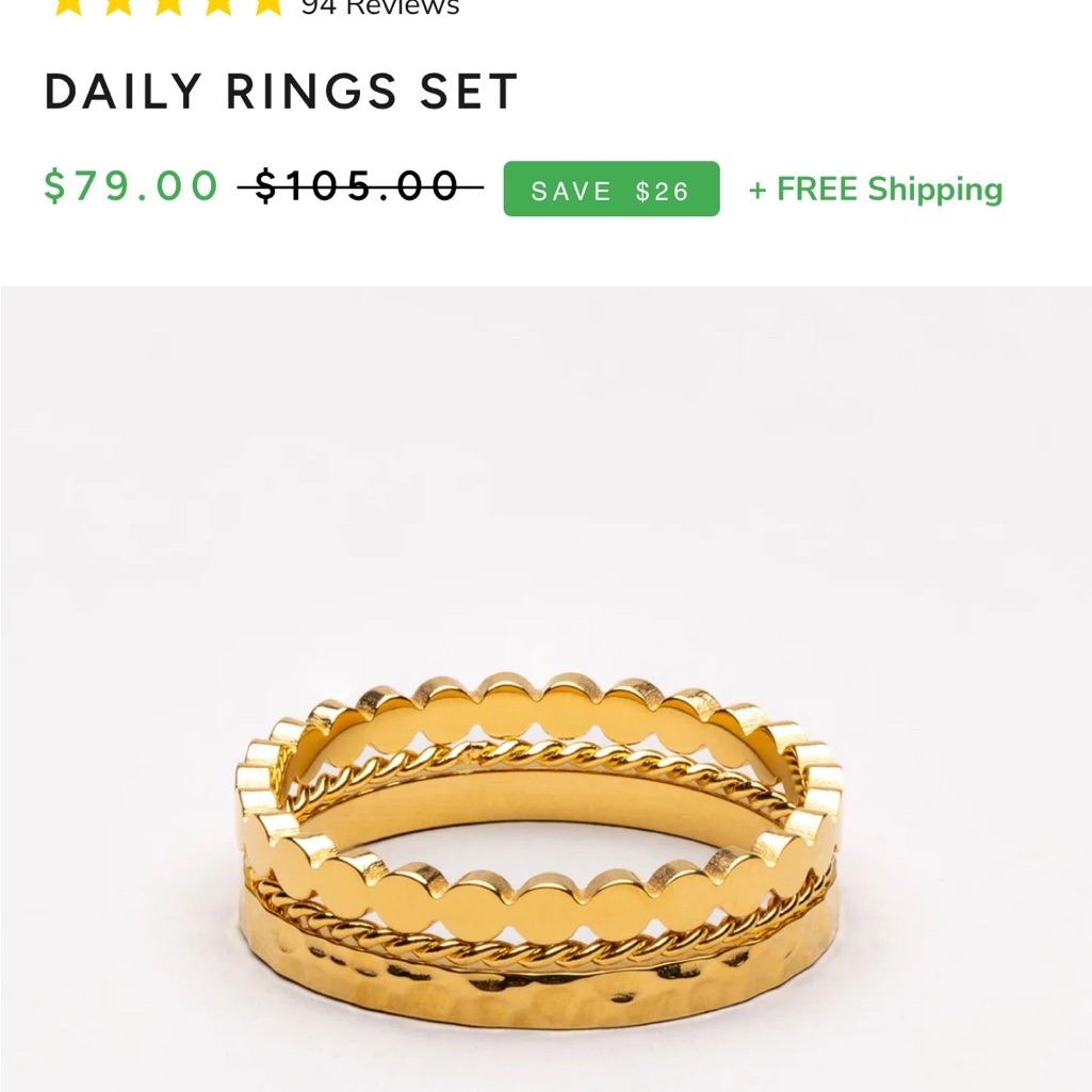 Atolea Daily Ring Set Sz 9